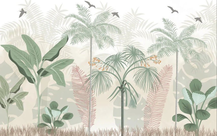 Papier peint panoramique jungle pastel, XXL, tendance