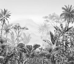 Papier peint tendance tropical noir et blanc