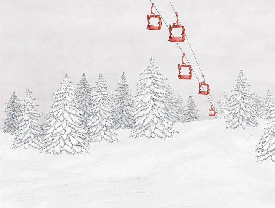 Papel pintado góndola roja montaña