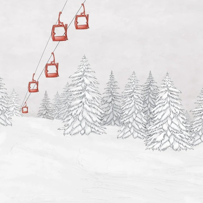 Carta da parati rossa per gondola di montagna