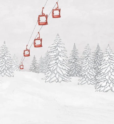 Papel pintado góndola roja montaña