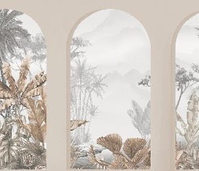 Papier peint arches tropicales sépia, XXL, tendance
