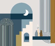 Papier peint arche bleu graphique, XXL, tendance