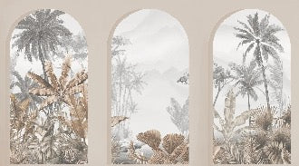 Papier peint arches tropicales sépia