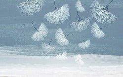 Papier peint panoramique japandi blue gingko, XXL, tendance