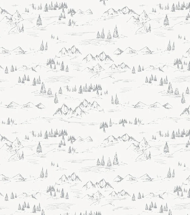 Papier peint illustration montagne et sapin, XXL, tendance