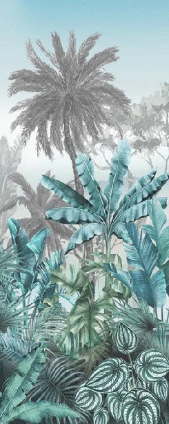 Trendy tropical blue wallpaper