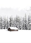 Papier peint panoramique chalet en montagne, XXL, tendance