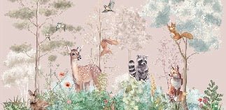 Papier peint chambre enfant nature magique rose