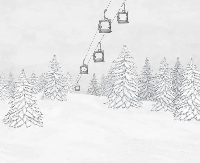 Papel pintado blanco y negro góndola montaña