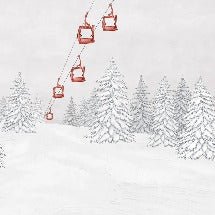 Papier peint montagne télécabine rouge, XXL, tendance