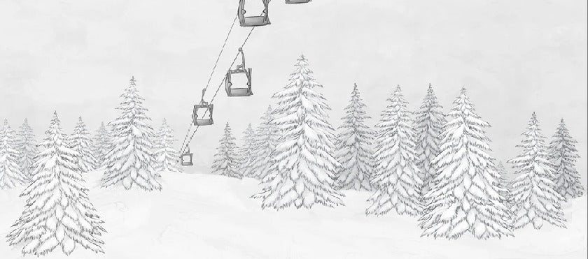 Papel pintado blanco y negro góndola montaña