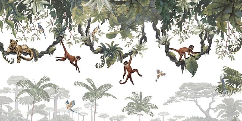Papier peint enfant jeu de singes