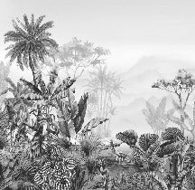 Papier peint tendance tropical noir et blanc