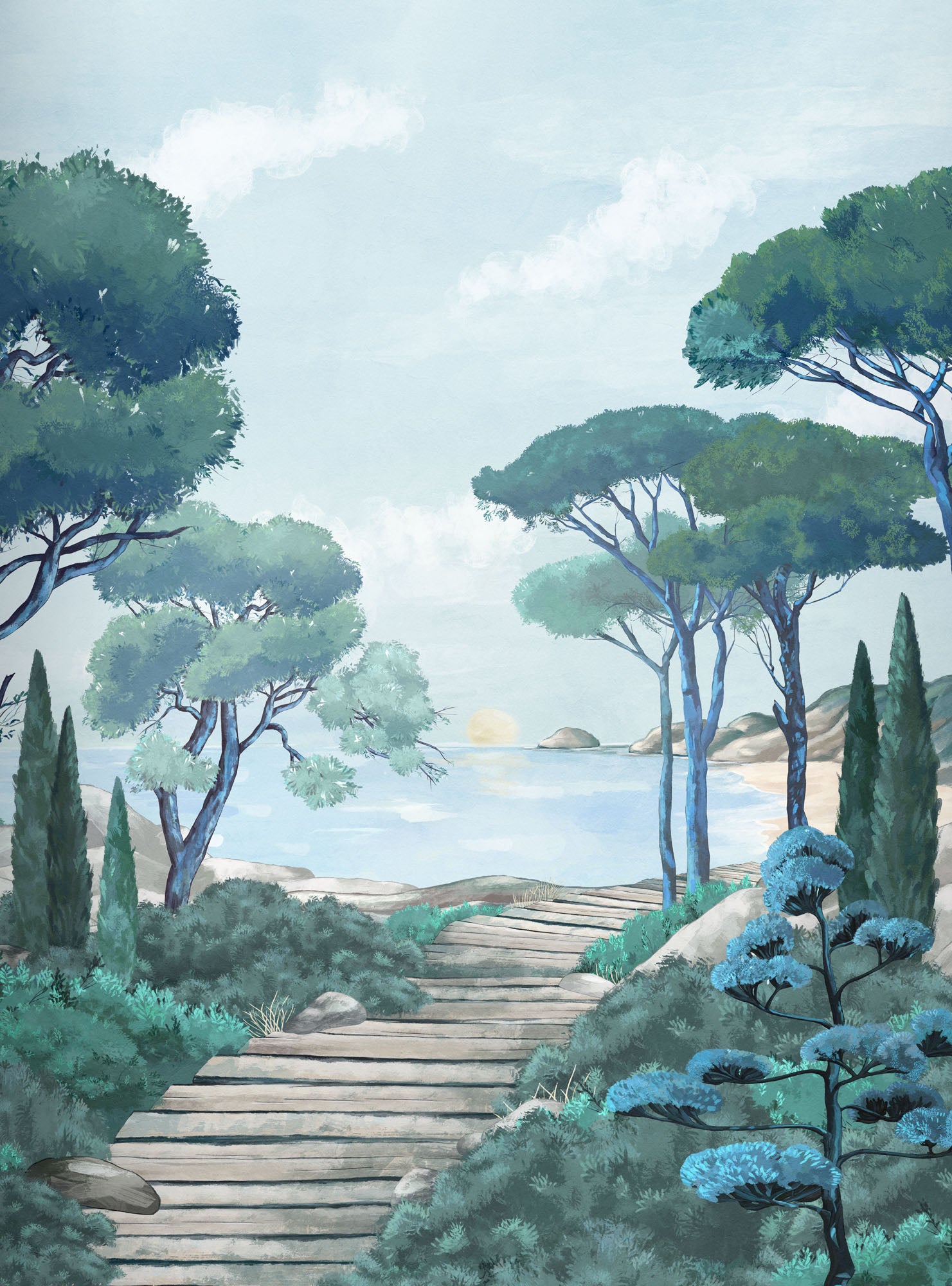 Papier peint escalier - Balade dans les Calanques - Muralconcept
