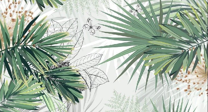 Panoramic nature green palm wallpaper