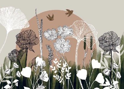 Panorama-Tapete Blumenillustration