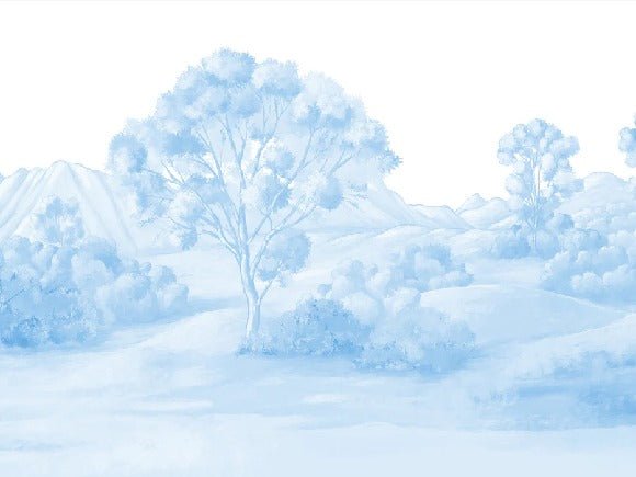 Papier peint paysage poétique bleu