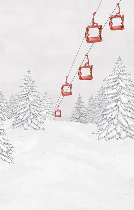 Carta da parati rossa per gondola di montagna