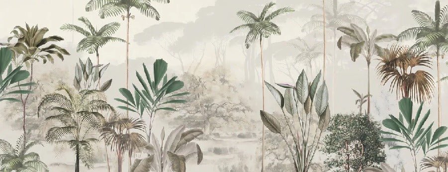 Papier peint panoramique jungle eden vert