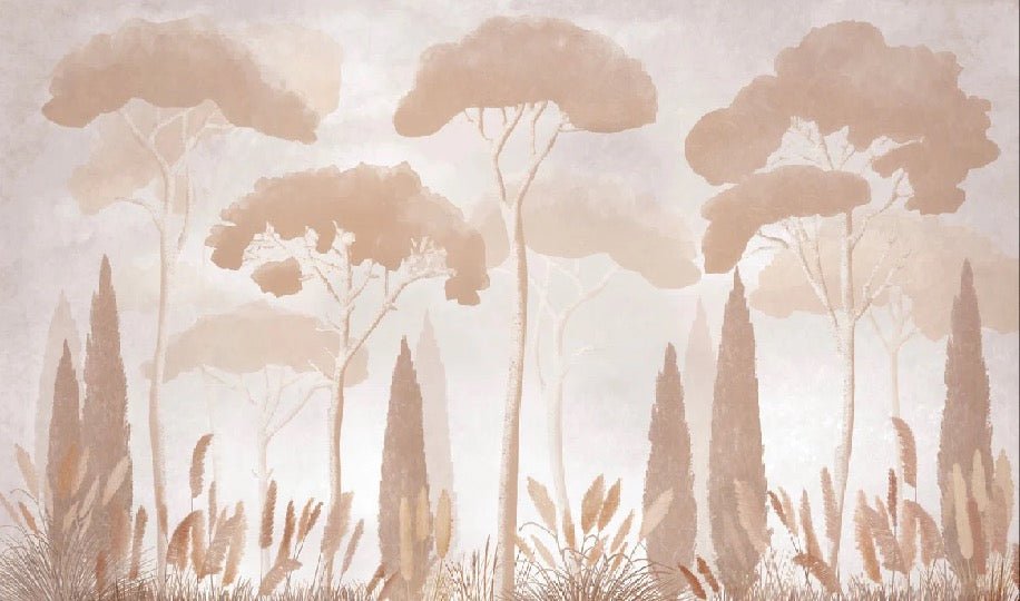 Papier peint sépia cyprès pins, XXL, tendance