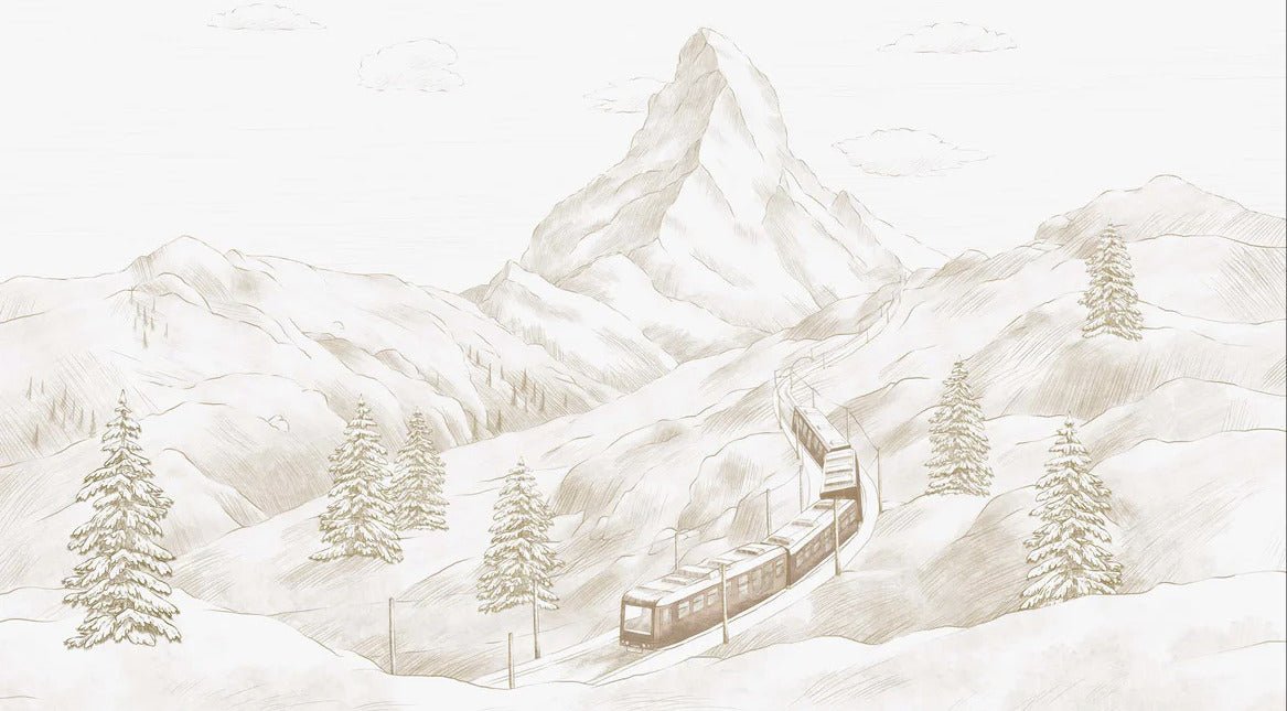 Papier peint panoramique Mont Cervin sépia, XXL, tendance