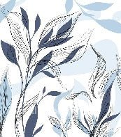 Papier peint fleur graphique bleu