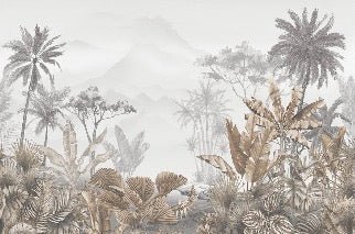 Tropical sepia restaurant wallpaper