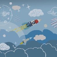Papier peint enfant fusée espace spatiale, XXL, tendance