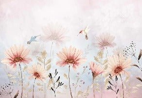 Papier peint fleurs bucoliques & colibri, XXL, tendance