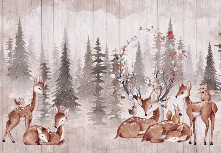 Papier peint chambre enfant douces biches, XXL, tendance