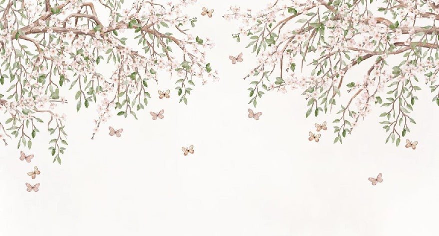 Tapete Schmetterlinge und Blumen