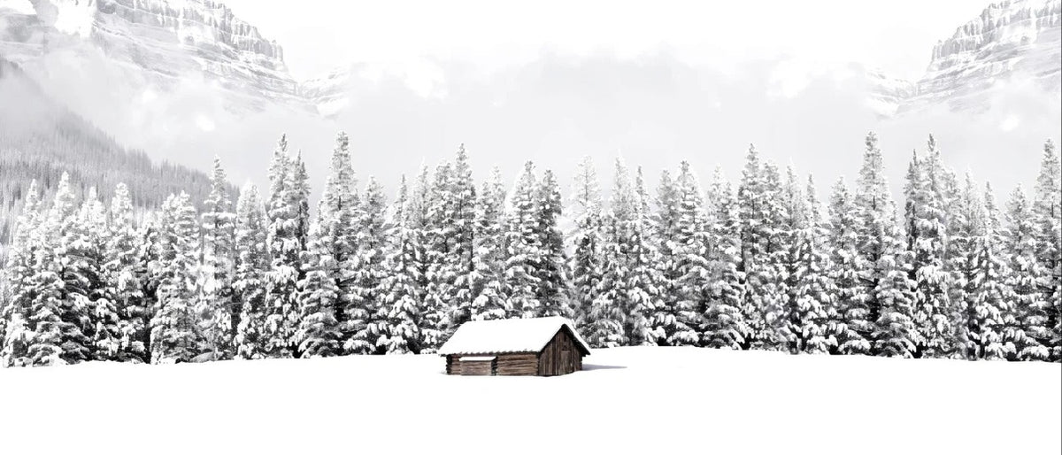 Panoramic mountain chalet wallpaper