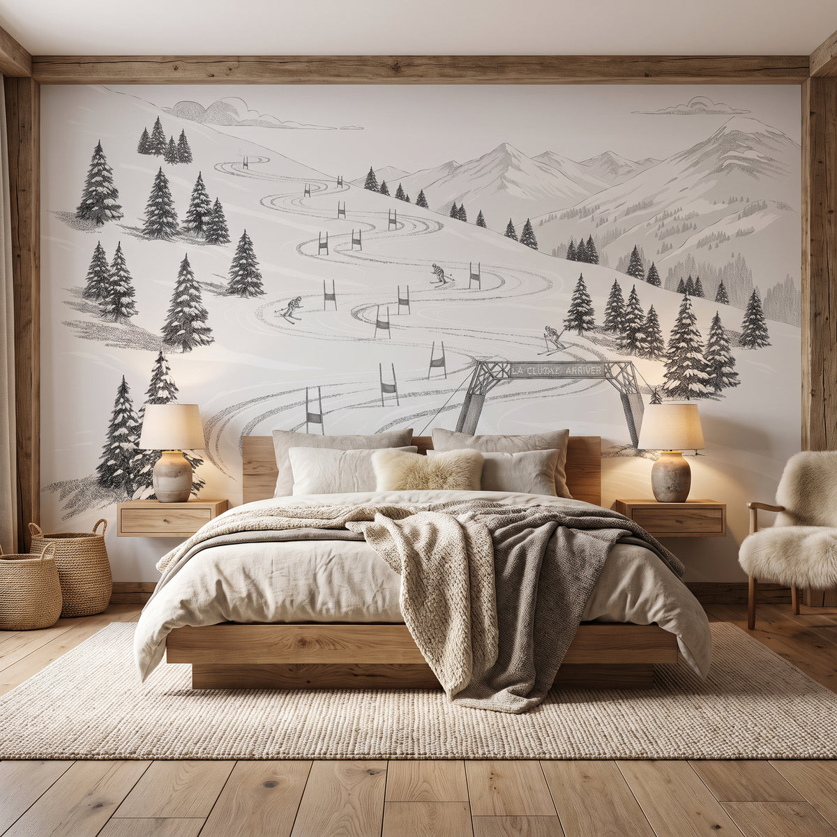 Papier peint La Clusaz panoramique – Ski, sport et montagne