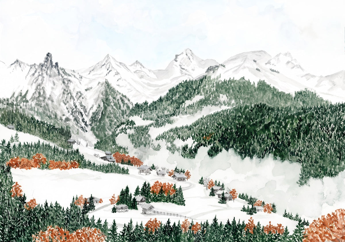 Papier peint Manigod –  Tapisserie murale montagne d’artiste