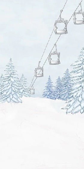Tapete Berge Gondelbahn blau