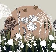 Papier peint panoramique illustration florale, XXL, tendance