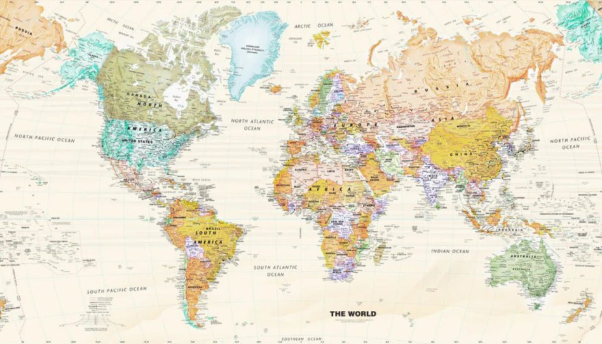 Papier peint original carte du monde, XXL, tendance