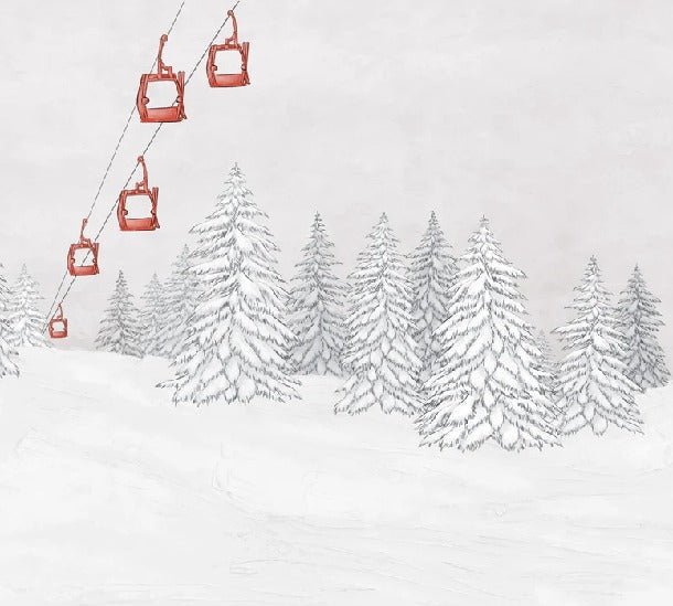 Papel pintado góndola roja montaña