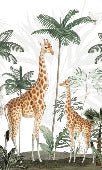 Papier peint famille girafes