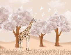 Tapete Kinderzimmer Giraffe in der Savanne