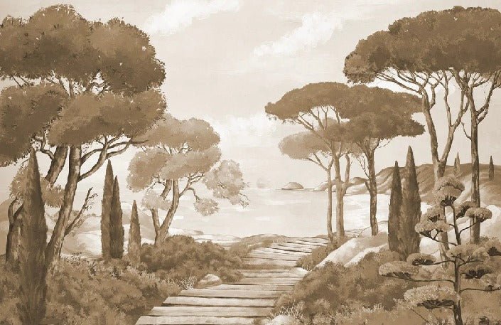 Papier peint balade dans les calanques monochrome, XXL, tendance