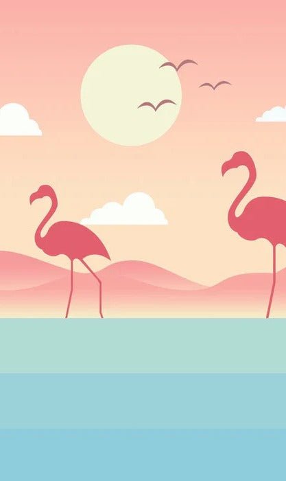 Carta da parati per bambini con fenicotteri rosa tropicali