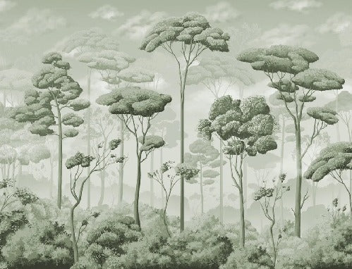 Papier peint panoramique pinède volupté vert, XXL, tendance