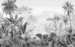 Papier peint tendance tropical noir et blanc