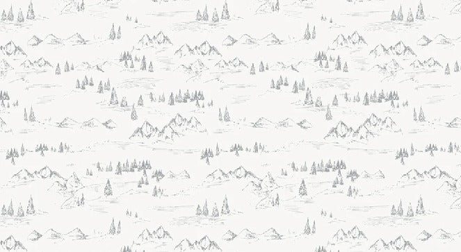 Montagna e abete illustrazione di carta da parati