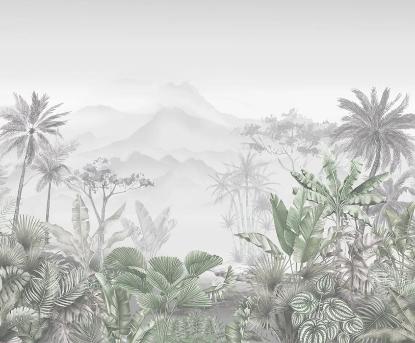 Papier peint tendance tropical vert