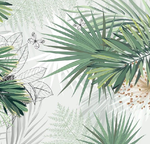 Panoramic nature green palm wallpaper