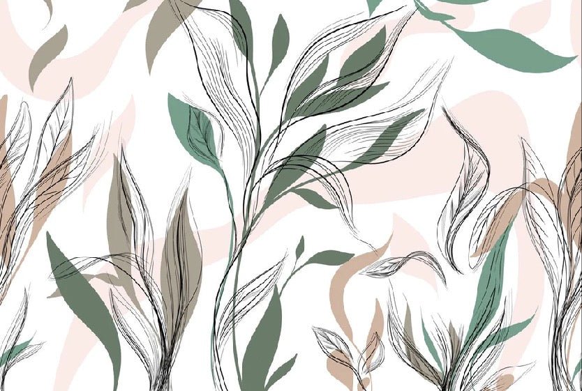 Papier peint panoramique fleur graphique, mural concept, tendance