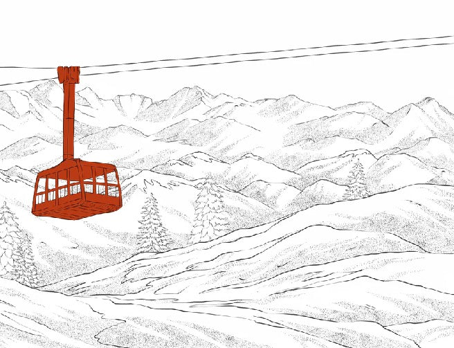 Papier peint La Plagne télécabine rouge, XXL, tendance